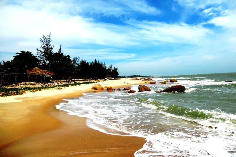 Ho Coc beach with natural rocks near Ho Tram